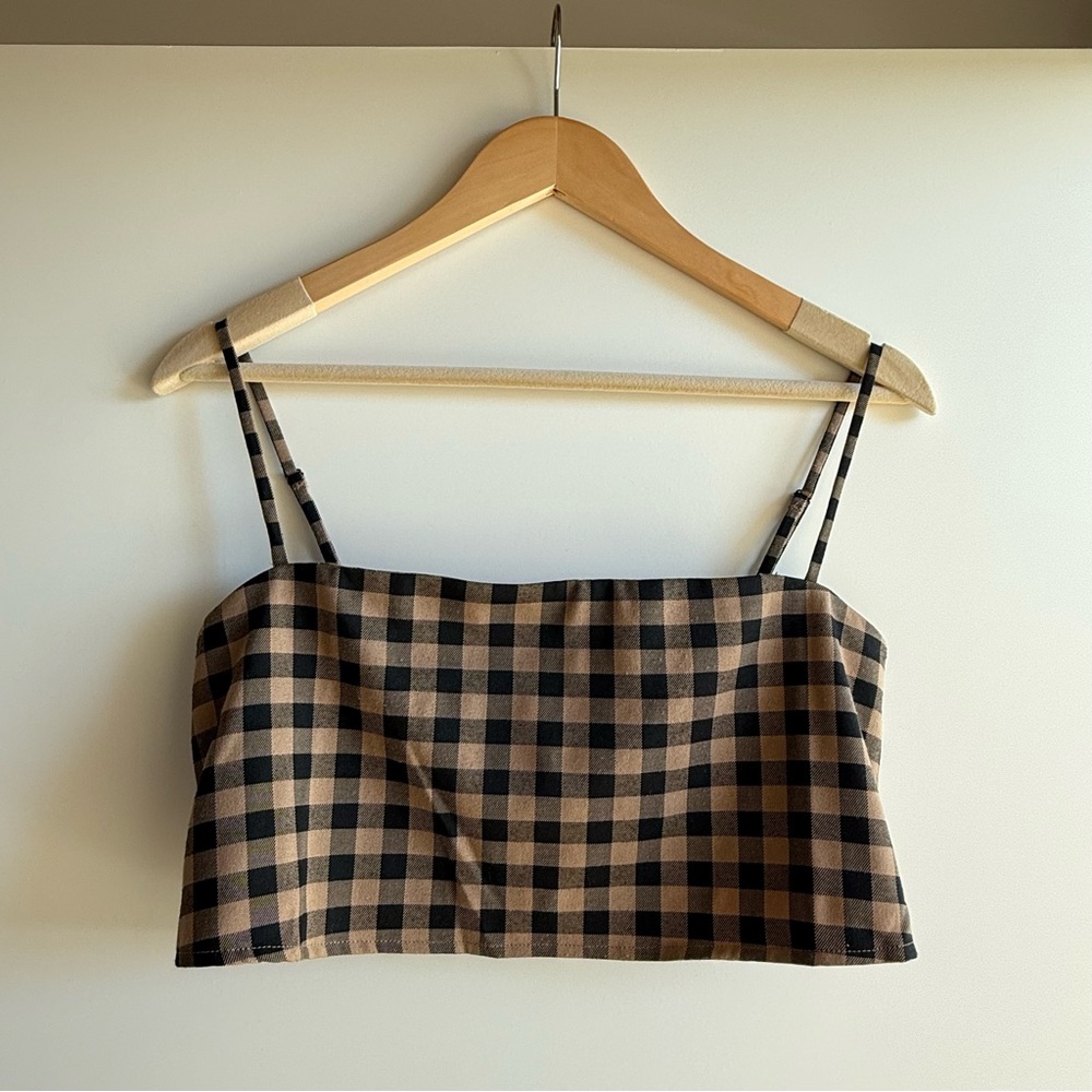 Reformation Cleo Two Piece Set in Brown Plaid - Picture 5 of 8